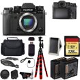 thumbnail image 1 of FUJIFILM X-T2 Mirrorless Digital Camera (Black, Body Only) + 128GB Class 10 Memory Card + LED + Camera Case + Flexible Tripod + Extra Battery Fuji FUJXT2BODYKU4, 1 of 6