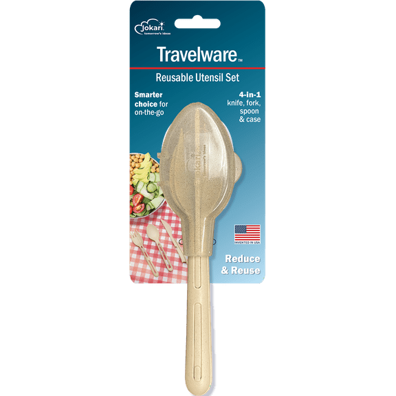 Jokari Travelware™ Reusable Utensil Set – 4-in-1 Travel Flatware Kit with Fork, Knife, Spoon & Case – Eco-Friendly Cutlery for Lunch Boxes, Camping, Hiking & Travel