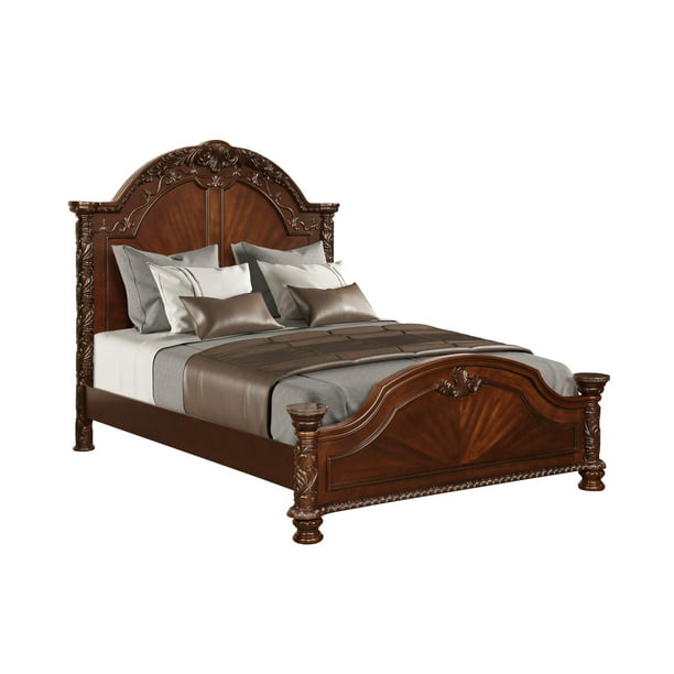 1pc Beautiful Modern Queen Size Bed, Full Size Bed Frame With Headboard Cherry Wood
