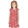 thumbnail image 1 of Balery Red Hibiscus Flower Camisón de princesa para niñas, pijama de algodón con mangas abullonadas, suave y bonito.-Medium, 1 of 6