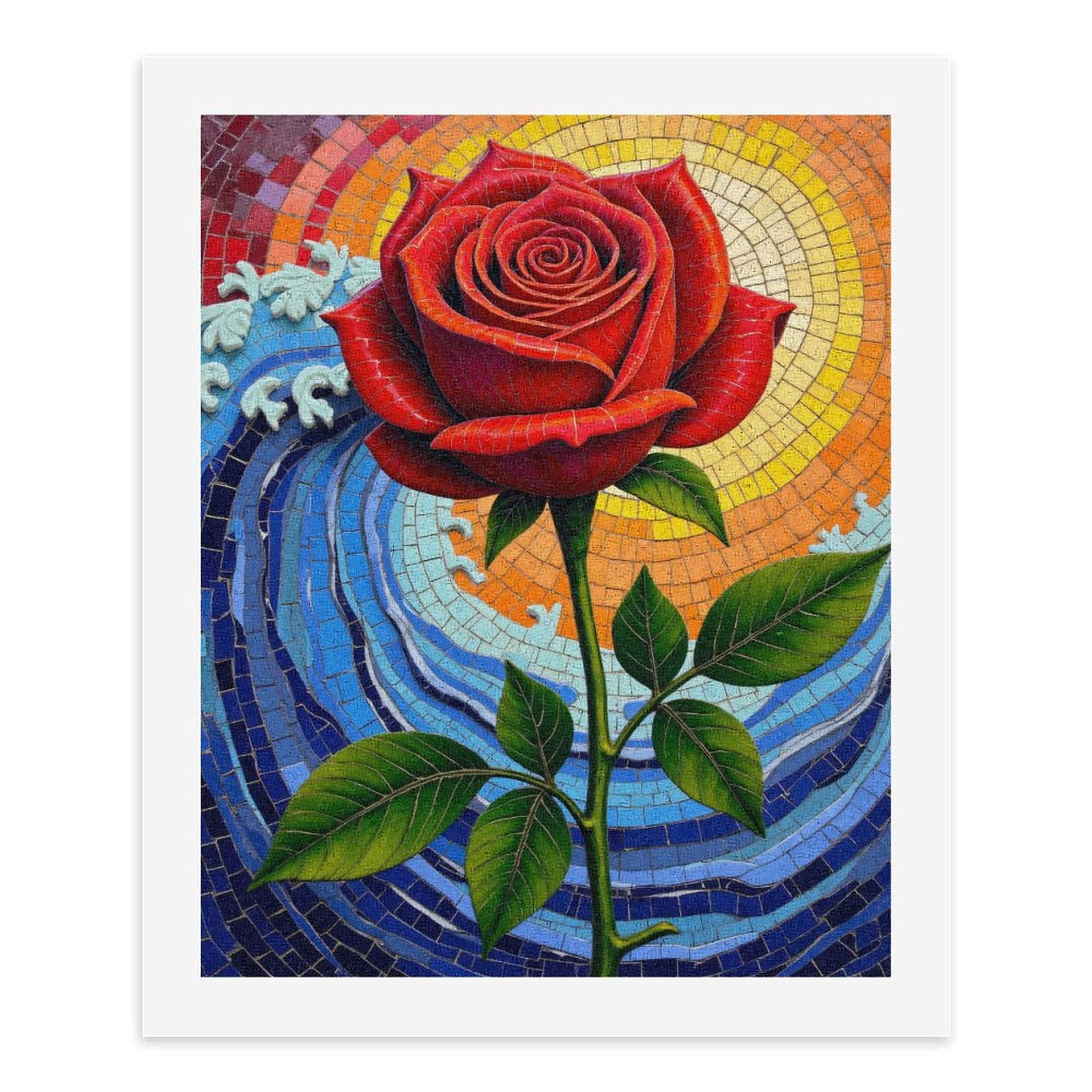 Paint by Numbers Kit for Adults, Rose Mosaic Art Wave Sunburst Paint by Numbers, Easy Paint by Numbers Kit for Adults Beginner, DIY Adult Paint by Number Kits on Canvas, Home Decor
