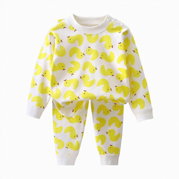 Splozh Toddler Girl Pjs 9 12 18 Months 3T 4T 5T 6T Boys Girls Cartoon Printed for Infants Toddlers Long Sleeved Pajama Set,Yellow,9-12 Months