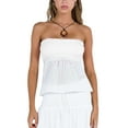 thumbnail image 5 of Coduop Women Strapless Tube Tops Vest Sleeveless Off Shoulder Casual Lace Tie Front Cami Tops, 5 of 7