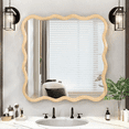 thumbnail image 2 of Mirror for Bathroom, Modern Vanity Mirror, Modern Scalloped Designed Wall Mirror, Wood Framed Mirror Excellent Reflection Hang Vertically Or Horizontally, 2 of 9