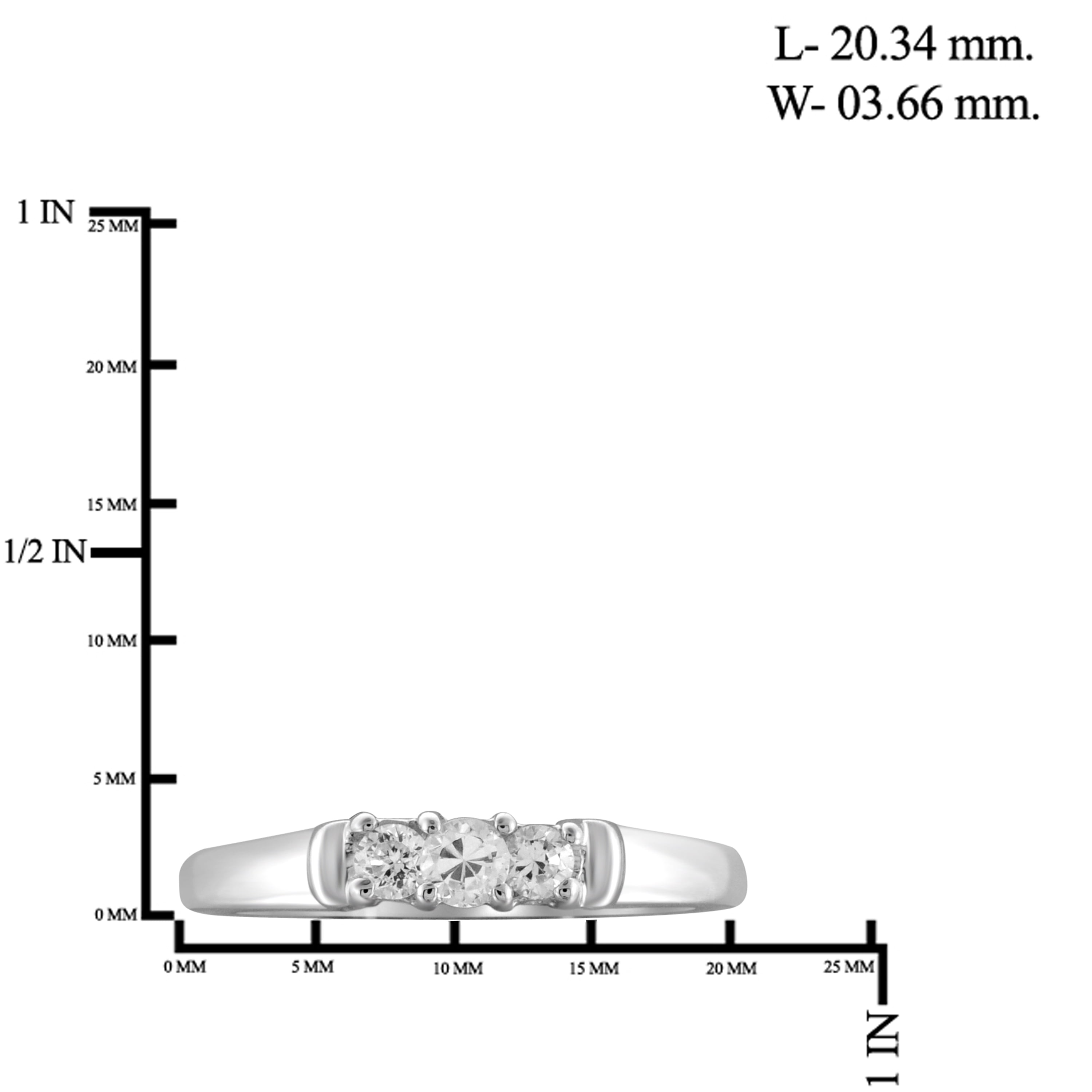 Diamonice 3/4 Carat T.W. White Cubic Zirconia (AAA) Sterling Silver 3-Stone Ring