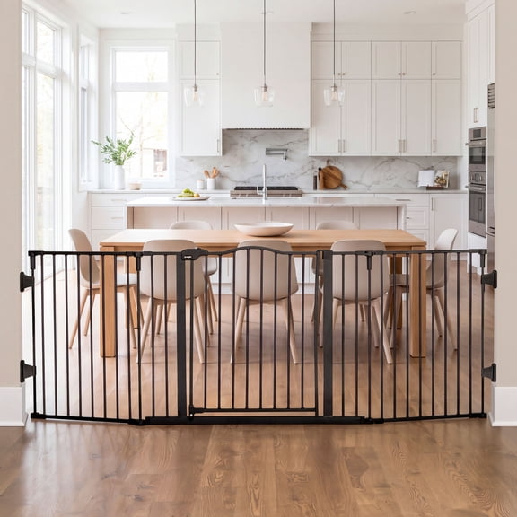 Regalo Deluxe Home Accents 74.5 inch Widespan Baby Safety Gate, Black, Ages 6 to 24 Months