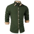 thumbnail image 2 of Tdoqot Long Sleeve Shirts for Men Button Down- Fashion Casual Loose Crew Neck Dress Shirts Army Green Size S, 2 of 5