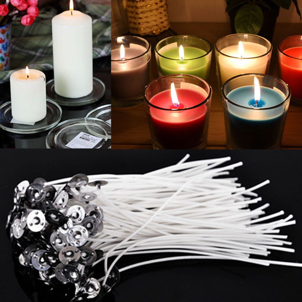 100 Pcs Cotton Candle Wicks 15cm/6in , Pre-Waxed Low Smoke Candle Making  Kits With 5 Candle Wick Holders And 60 Glue Dots, For Soy Beeswax Adults  Making Candles