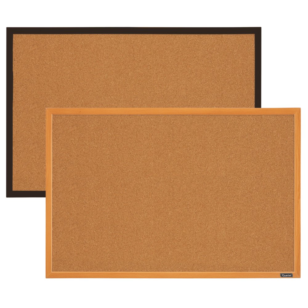 Quartet Cork Bulletin Board, 2' x 3', Wood Frame, Color May Vary