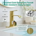 thumbnail image 4 of Waterfall Bathroom Faucet Brushed Gold, Single Handle 1 or 3 Hole Modern Sink Faucet with Deck Plate & Pop-Up Drain, RV Camper Vanity Washbasin Tap, 4 of 14