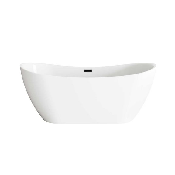 Elegant Kitchen and Bath 67 inch Bathtub in Glossy White with Matte Black Trim