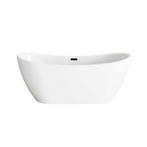 Elegant Kitchen and Bath 67 inch Bathtub in Glossy White with Matte Black Trim