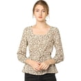 thumbnail image 1 of Unique Bargains Blouse à Manches Longues à Encolure Carrée à Fleurs pour Femmes, 1 of 6