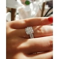 thumbnail image 4 of 3Ct Cushion Cut Lab Created Diamond Valentine Gift Bridal Set Her Ring 14K White Gold Plated Silver, 4 of 4