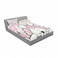 thumbnail image 3 of Retro Bedding Set with Sheet & Covers, Miss Bunny Hoop in Love Romantic Rabbit Valentines Day in Hearts Artwork, Printed Bedroom Decor 2 Shams, 4 Sizes, Pale Pink White, by Ambesonne, 3 of 3