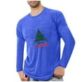 thumbnail image 2 of SYMOID Pajamas Christmas Shirt for Men - Blue Long Sleeve, Vintage Christmas Tree & Merry Christmas Graphic, Relaxed Fit, Soft Stretch Fabric, Sizes M-XXXXL,Size 2XL, 2 of 4