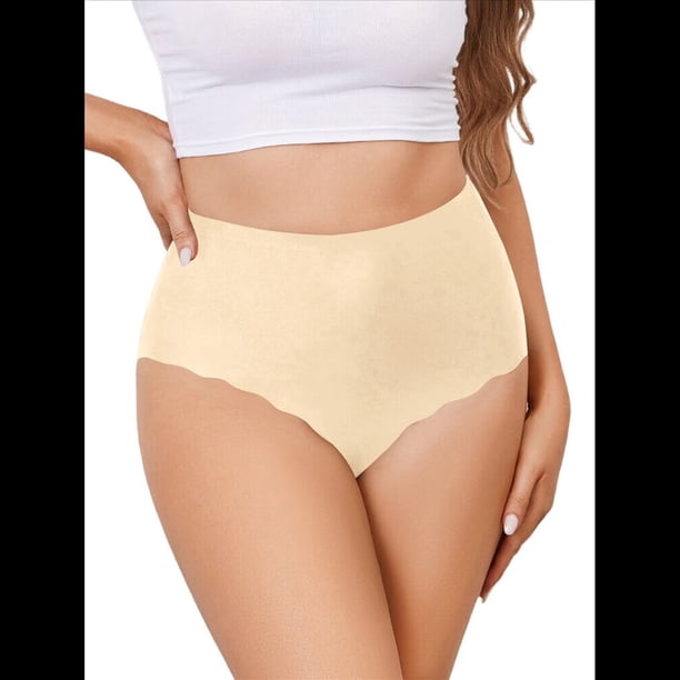 Bragas Invisibles de Cintura Alta para Mujer, Sin Etiqueta, con Borde Ondulado y Cobertura Total. Color M