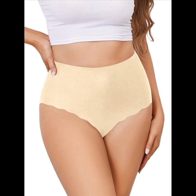 Bragas Invisibles de Cintura Alta para Mujer, Sin Etiqueta, con Borde Ondulado y Cobertura Total. Color XL