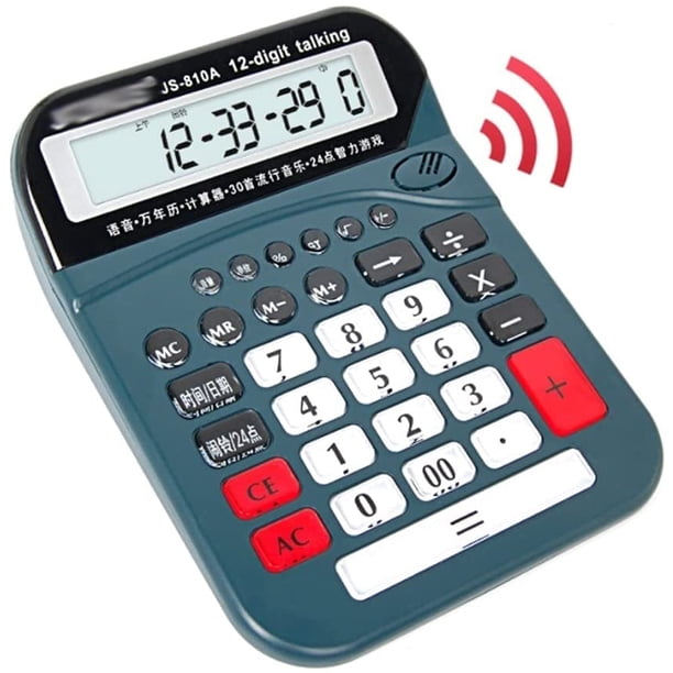 Calculadoras Calculadora de escritorio de oficina Pantalla LCD grande de 12 dígitos Contabilidad financiera de voz real Suministros de oficina en casa Calculadora creativa Zhivalor BST3064621
