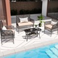 thumbnail image 2 of 4 Pieces Outdoor Patio - Pe With Cushions And Tempered Glass Table For Lawn Use 4 Backyard Delight Enjoy , Soft Cushions,, 2 of 2