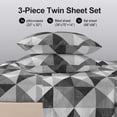 thumbnail image 5 of Flymme Grey Geometric Triangle Sheet Set Twin Size,Soft Microfiber Bed Sheets with 14" Deep Pocket, Modern Bedding for Bedroom Decor, 5 of 8