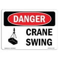 thumbnail image 1 of SignMission OS-DS-D-35-L-1110 OSHA Danger Sign - Crane Swing, 1 of 1