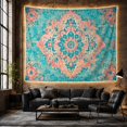 thumbnail image 6 of Teal Floral Mandala Tapestry Wall Hanging, 6 of 7
