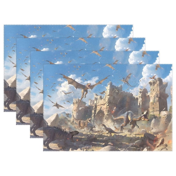 Ryvnso Placemats Set of 4 Dragons Dining Mats Heat-Resistant Non-Slip Washable Table Mat