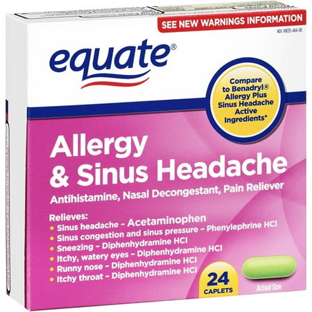 Equate: Allergy/Sinus Headache Pain Reliever, 24 Ct