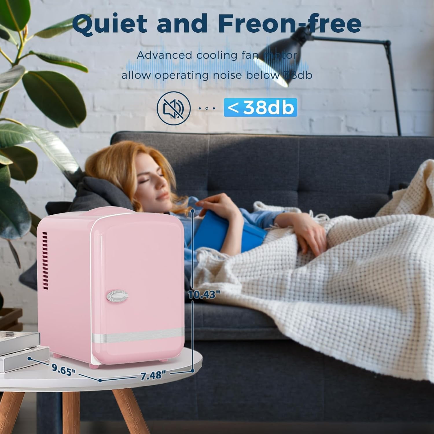 Mini Fridge,4 Liter / 6 Can Small Refrigerator No Freezer for Bedroom,Car,Office & Dorm,AC100-120 V/DC 12 V Portable Thermoelectric Cooler & Warmer for Skincare,Food,Drinks,Wine,Beverage - Pink