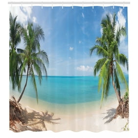 Ocean Decor Shower Curtain Set Tropical Island Paradise Beach At