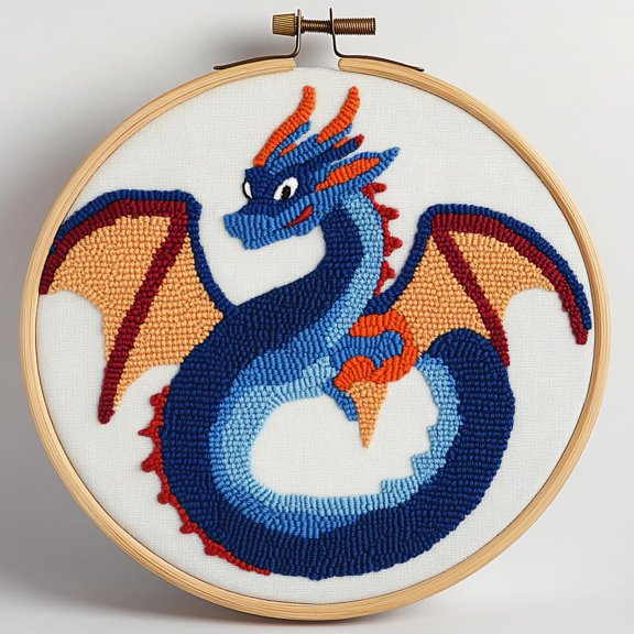 DIY Punch Needle Kits Dragon Easy for Beginners Punch Needle Embroidery Set with Hoop Stamped Pattern for Craft lovers and Home Decor-8