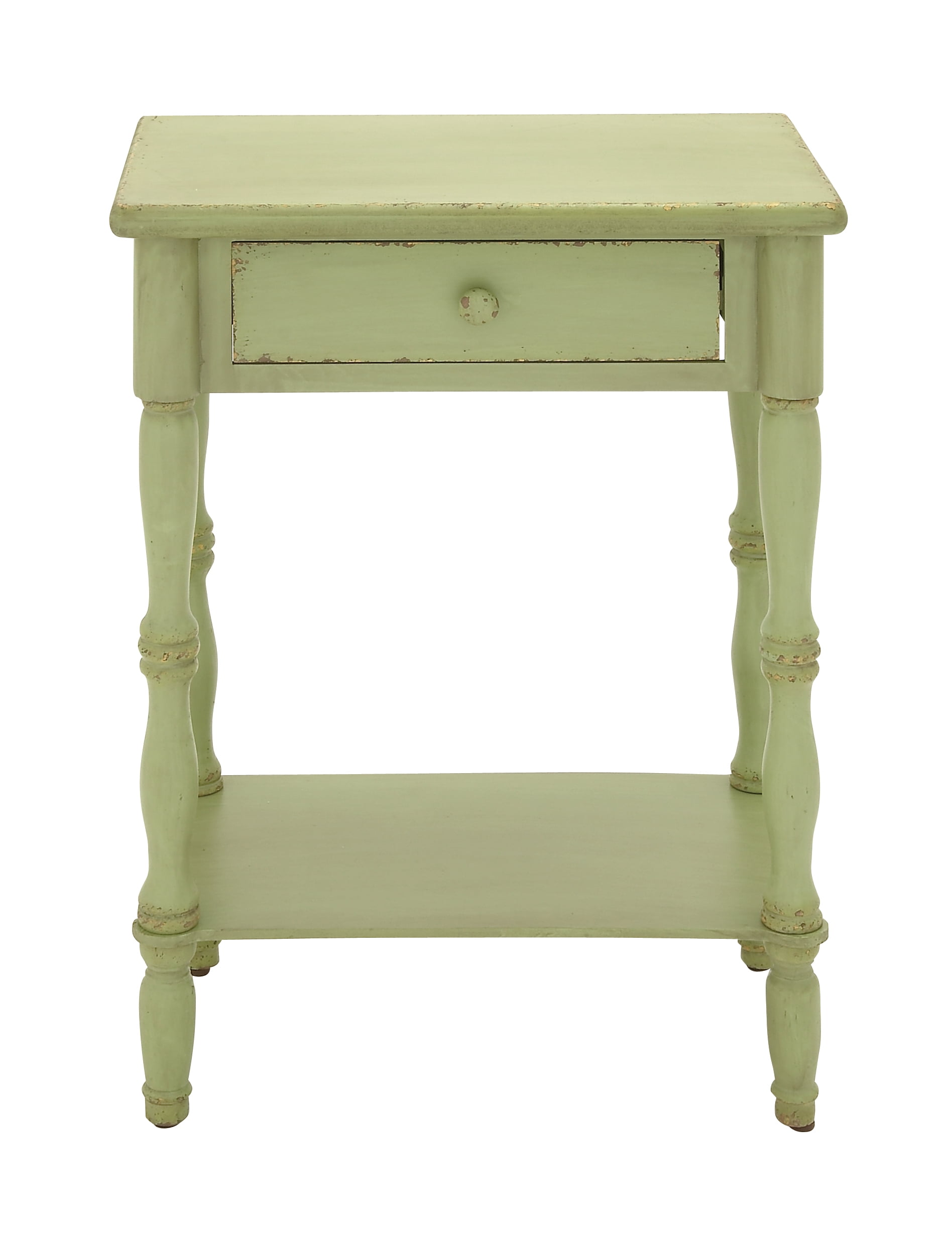 Decmode 31 Inch Traditional OneDrawer Wooden Side Table