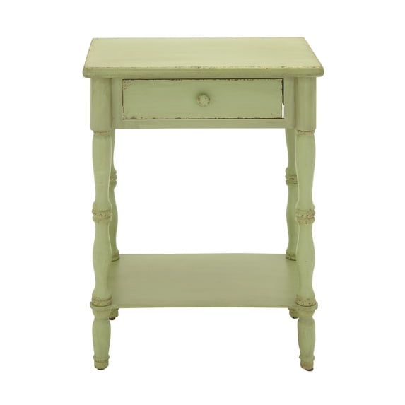 Decmode 31 Inch Traditional One-Drawer Wooden Side Table