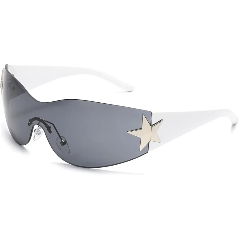 Rimless Y2K Sunglasses for Women Men Wrap Around Fashion Sunglasses  Oversized Frameless Trendy Sun Glasses 