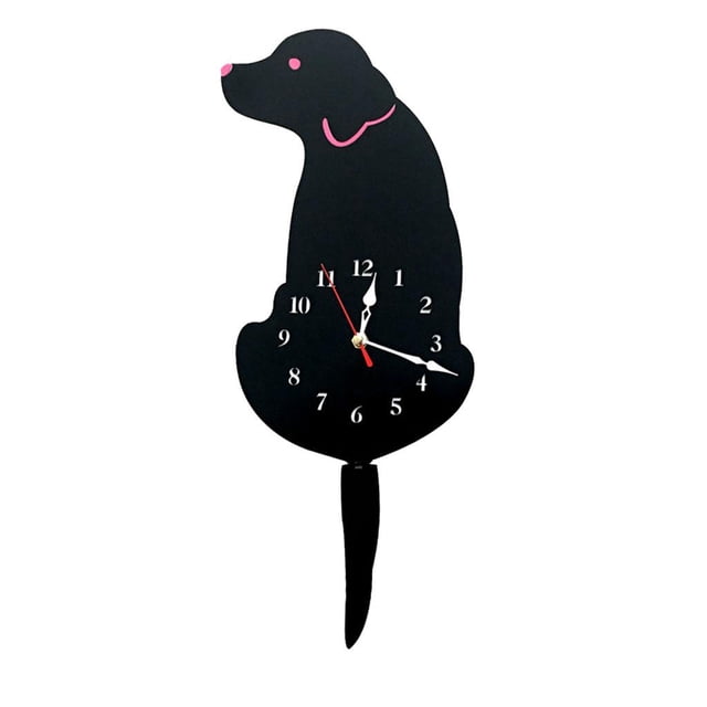 Reloj de pared oscilante con diseño de cola de Nashermulating de dibujos animados de acrílico, funciona con pilas AA Negro