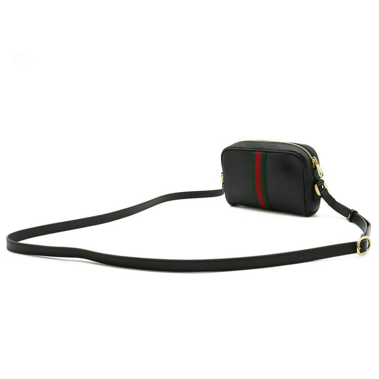 Authenticated used Gucci Gucci Ophidia Sherry Line Shoulder Bag Pochette Leather Black Green Red 517350, Adult Unisex, Size: (HxWxD): 12cm x 17.5cm x