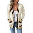 thumbnail image 3 of Cardigan Sweaters for Women Light-Weight Long Sleeve Open Front Knit Cardigan with Pockets Cream White M, 3 of 10