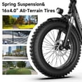 thumbnail image 6 of COCO 750W Foldable Electric Bike for Adults, 48V 10Ah Removable Battery Ebike, 16" × 4" Fat Tires, Lightweight Steel Frame, Front Suspension, Black, 6 of 10