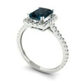 thumbnail image 2 of Clara Pucci 14K White Gold Solid Gold LondonBlueTopaz Halo Anniversary Ring for Women - 1.86 cttw Emerald Cut, 2 of 8
