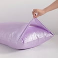 thumbnail image 4 of Silky Smooth and Cooling Satin Pillowcases Set of 2, Hair and Skin Friendly Pillow Cases with Envelope Closure, California King, 20 x 40 Inches, Light Purple, 4 of 6