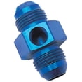 thumbnail image 1 of Edelbrock/Russell 670080 Adaptador de presión de llamarada a tubería de aluminio anodizado azul -8AN, 1 of 2