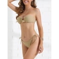 thumbnail image 2 of DARING DIVA Women's Metal Ring Bandeau Bikini Set X-Small Khaki, 2 of 6