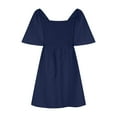 thumbnail image 4 of Miluxas Womens Dresses 2024 Clearance Spring Summer Deep V Neck Elegant Bow tie Mini Dress Navy 6(M), 4 of 7