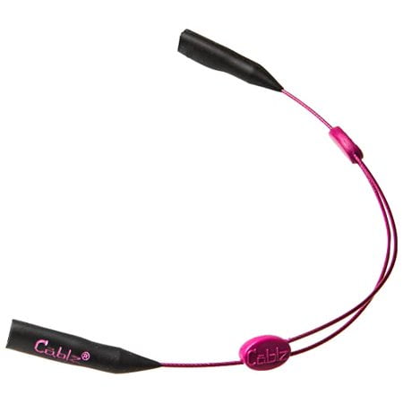 Cablz Colorz Zipz Adjustable Eyewear Retainer Strap | Adjustable, Lightweight, Low Profile, Off-The-Neck Eyewear Retainer, Coated Stainless, 14 Inch (Black/Pink)