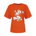 thumbnail image 3 of Tiqkatyck Womens Graphic Tees Womens Graphic T Shirt Vintage Floral Shirt Flower Tee Fall Shirts Plus Size Tops for Women Going Out Tops for Women Orange XXL, 3 of 4