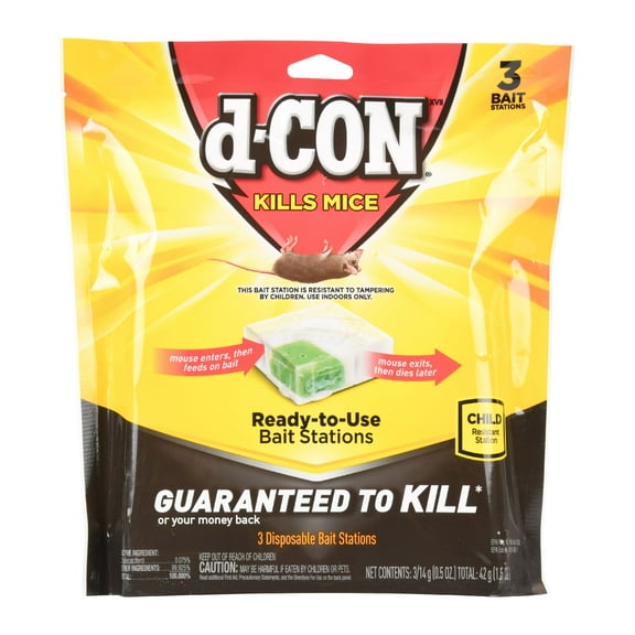 d-CON Disposable Corner Fit Mouse Poison Bait Station, 3 Bait Stations