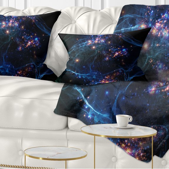 Designart Blue Lights of Network - Abstract Throw Pillow - 12x20