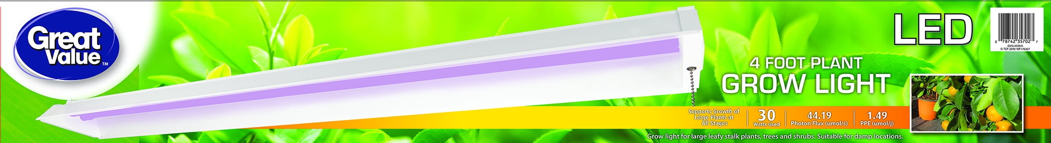 Great Value LED Plant Grow Light, 30 Watts 4 Foot Plug-in ...