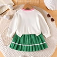 thumbnail image 5 of Wdgfv Girls Outfits 2 Piece Set Cute Embroidered Letter Top With Pleated Skirt Casual Spring Fall Outfit For Toddler Baby Green 9-12 Months, 5 of 9
